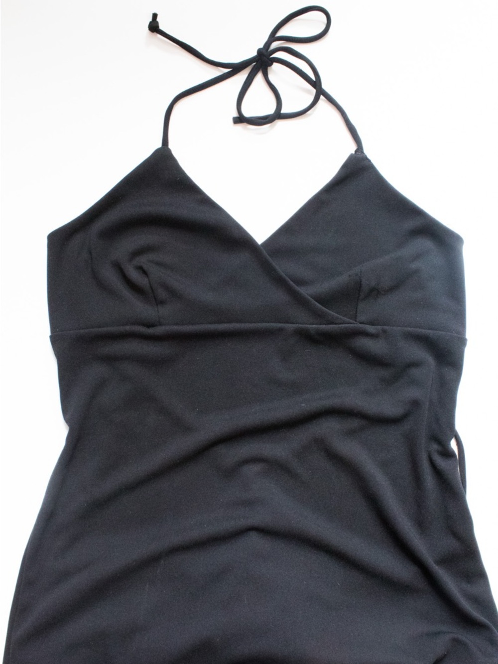 Formula X | Vintage 00’s Y2K String V Cut Black Retro Halter Dress | Size L